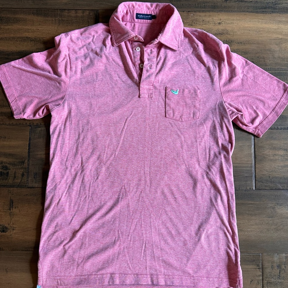Southern Marsh Men's Red Washed Polo Shirt